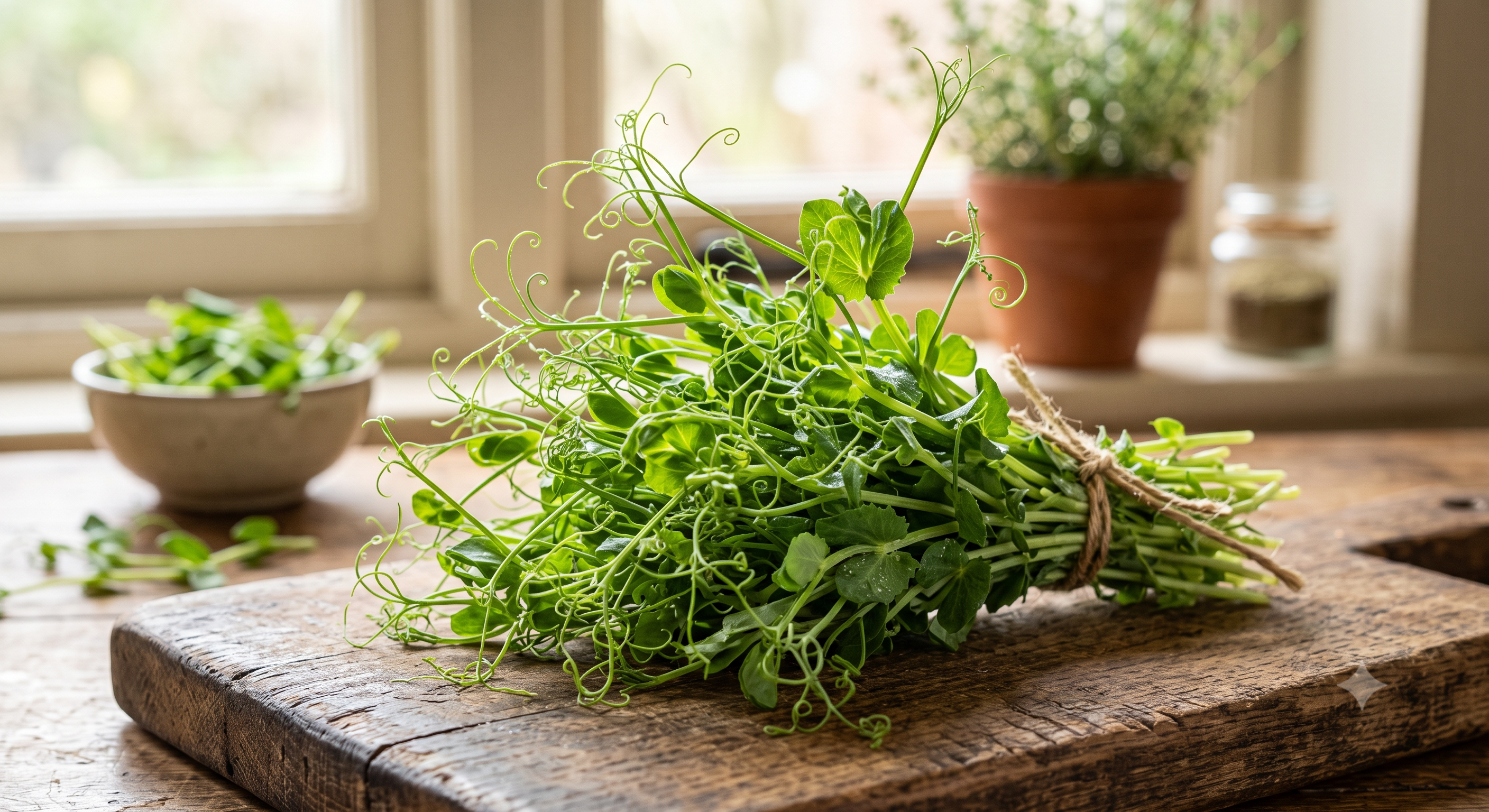 Pea shoots close-up